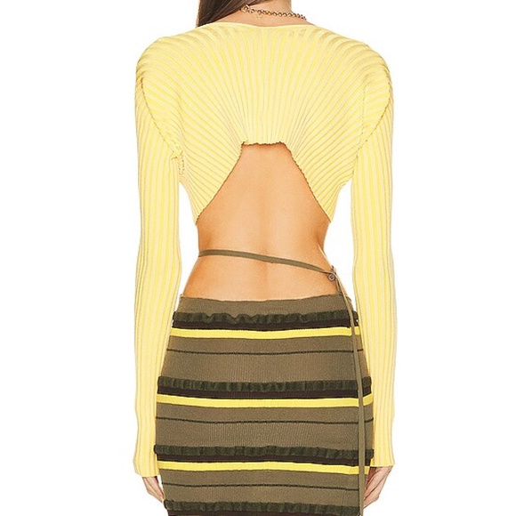 JACQUEMUS Yellow Le Raphia 'La Maille Pralu’ Cardigan - Picture 3 of 13